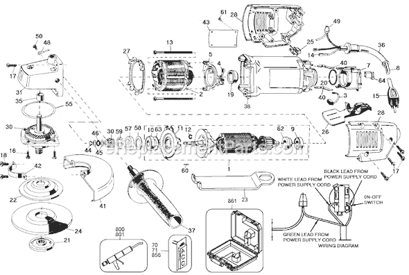 Page A Diagram and Parts List for 5580 Type 1 Black and Decker Angle Grinder